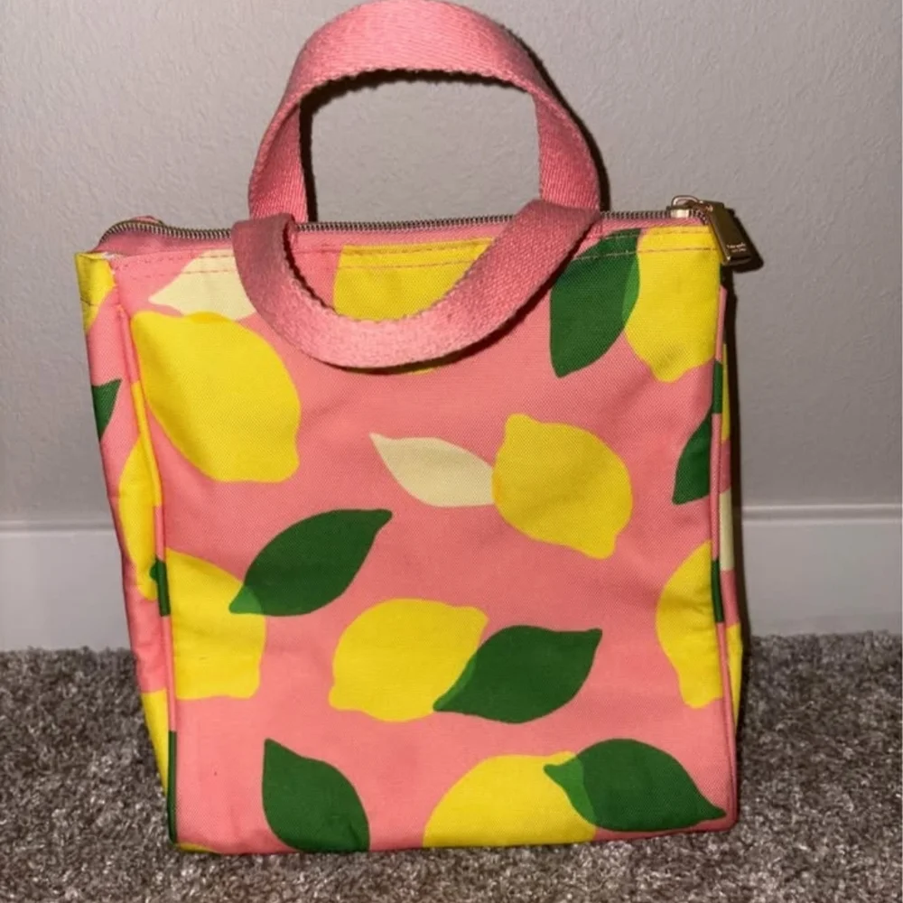 Kate Spade Insulated Lunch bag Pink Lemons Limes - Picture 3 of 8